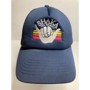 Shaka Tea Hawaii Cap Hat Blue Trucker Mesh Snapback Hang Loose Surfer‎ Beach
